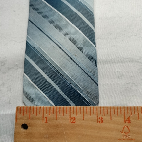 Vintage Cappuccino Golden Clip Gray Blue Diagonal Stripes Tie Necktie Retro 70s - Picture 5 of 8